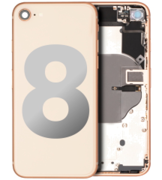 Apple iPhone 8 Housing with Small Parts (No Charger Flex) - Gold Pulled