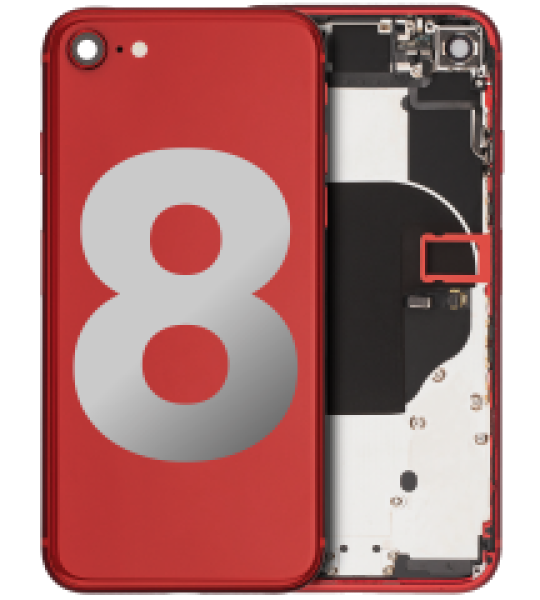 Apple iPhone 8 Housing with Small Parts (No Charger Flex) - Red Pulled C