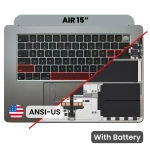 Apple Macbook Air 15 (A3114) Top Case with Keyboard & Battery (US English) - Space Gray OEM-Equivalent
