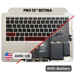Apple MacBook Pro 13" (A1502) (2015) Top Case with Keyboard & Battery - Silver Pulled