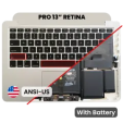 Apple MacBook Pro 13" (A1502) (2015) Top Case with Keyboard & Battery - Silver Pulled