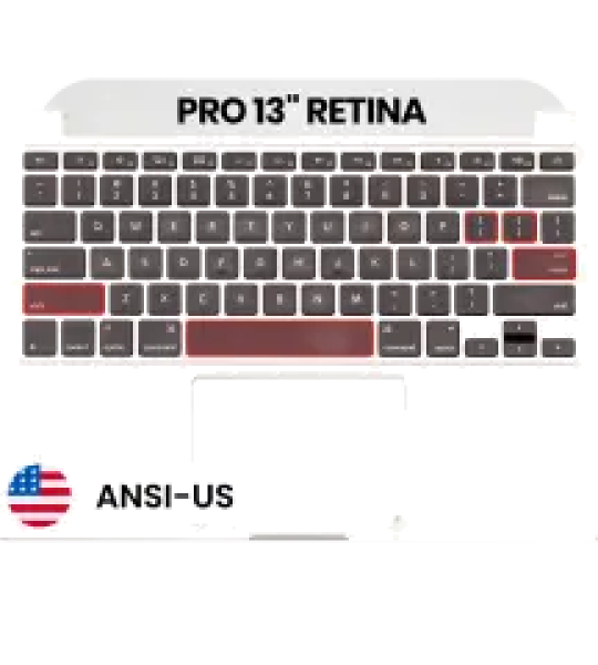 Apple MacBook Pro 13" (A1502) (2013-2014) Top Case with Keyboard (US English) - Silver Pulled
