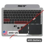 Apple Macbook Pro 13 (A1708) Top Case with Keyboard & Battery (US English) - Space Gray Pulled A