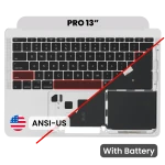 Apple Macbook Pro 13 (A1708) Top Case with Keyboard & Battery (US English) - Silver Pulled