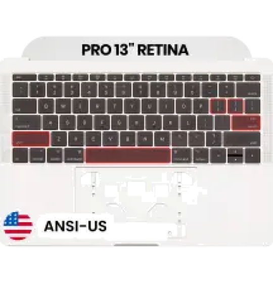 Apple Macbook Pro 13 (A1708) Top Case with Keyboard (US English) - Silver Pulled