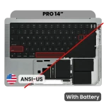 Apple Macbook Pro 14 (A2442 / A2779) Top Case with Keyboard & Battery - Space Gray OEM-Equivalent