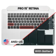 Apple Macbook Pro 15 (A1398) 2015 Top Case with Keyboard & Battery Pulled A