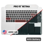 Apple Macbook Pro 15 (A1398) 2015 Top Case with Keyboard & Battery Pulled A