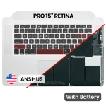Apple Macbook Pro 15 (A1398) 2015 Top Case with Keyboard & Battery (US English) OEM-Equivalent