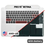 Apple Macbook Pro 15 (A1398) 2012-2013 Top Case with Keyboard & Battery (US English) OEM-Equivalent
