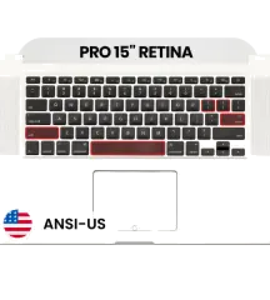 Apple Macbook Pro 15 (A1398) 2015 Top Case with Keyboard (US English) - Silver Pulled