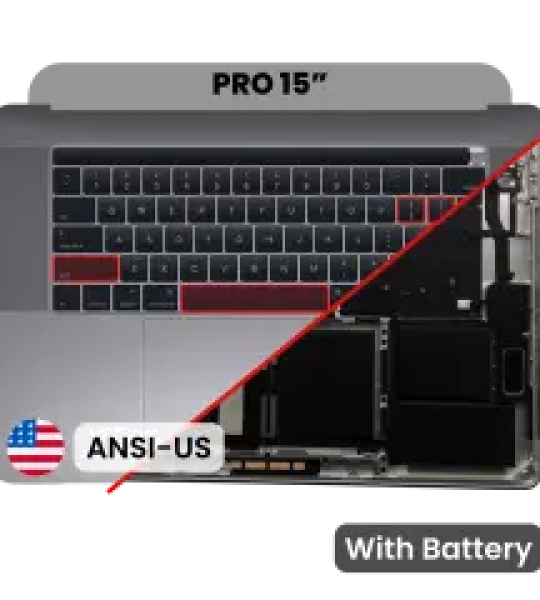 Apple Macbook Pro 15 (A1707) Top Case with Keyboard & Battery (US English) - Space Gray OEM-Equivalent