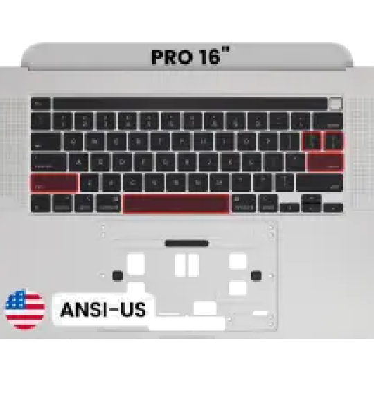 Apple Macbook Pro 16 (A2141) Top Case with Keyboard (US English) - Silver Pulled