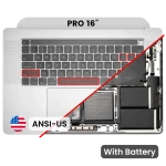 Apple Macbook Pro 16 (A2141) Top Case with Keyboard & Battery (US English) - Silver Pulled A