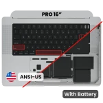 Apple Macbook Pro 16 (A2485 / A2780) Top Case with Keyboard & Battery (US English) - Space Gray Pulled A