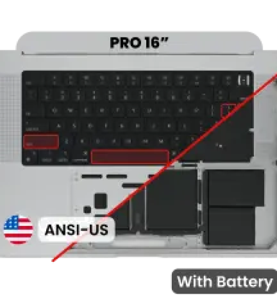 Apple Macbook Pro 16 (A2485 / A2780) Top Case with Keyboard & Battery (US English) - Space Gray Pulled A