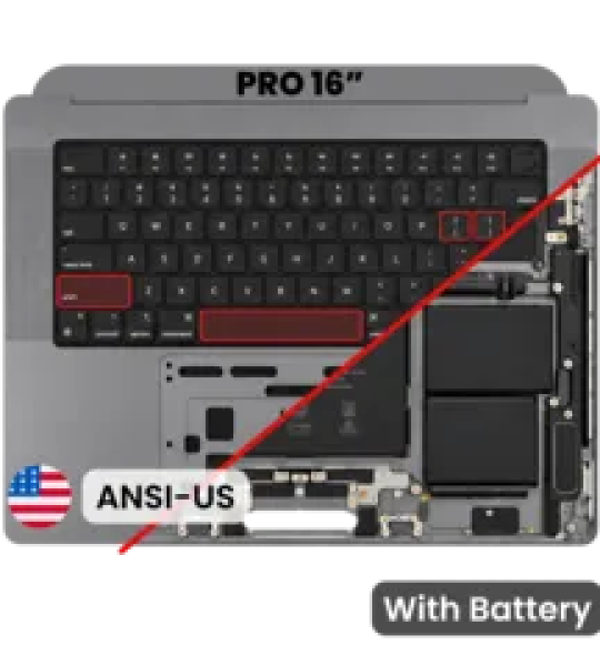 Apple Macbook Pro 16 (A2991) Top Case with Keyboard & Battery (US English) - Space Gray SVP