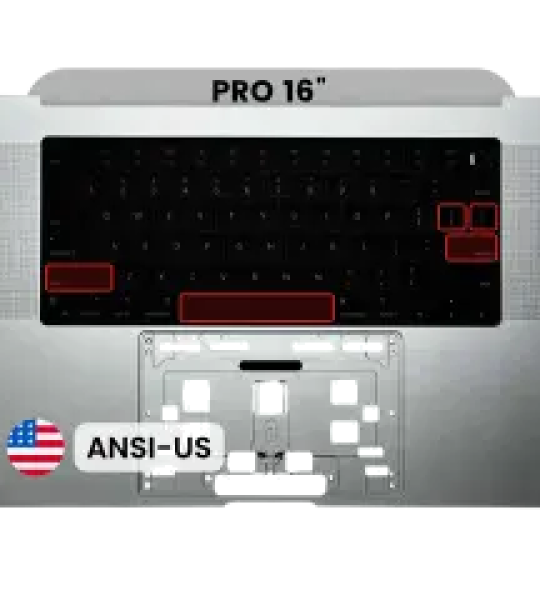 Apple Macbook Pro 16 (A2991) Top Case with Keyboard (US English) - Silver OEM-Equivalent