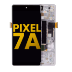 Google Pixel 7a 5G Display + Frame With Fingerprint Sensor - Snow Refurbished