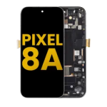 Google Pixel 8a Display + Frame With Fingerprint Sensor - Obsidian Refurbished