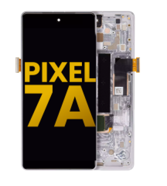 Google Pixel 7a 5G Display + Frame With Fingerprint Sensor - Snow Refurbished