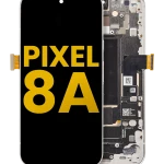 Google Pixel 8a Display + Frame With Fingerprint Sensor - Porcelain Refurbished