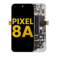 Google Pixel 8a Display + Frame With Fingerprint Sensor - Porcelain Refurbished