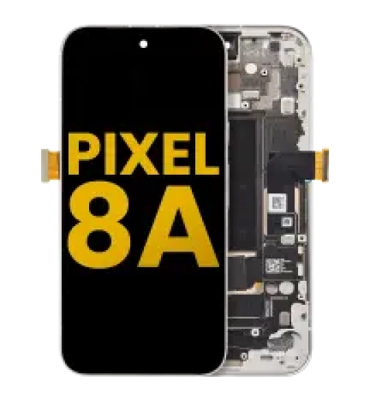 Google Pixel 8a Display + Frame With Fingerprint Sensor - Porcelain Refurbished