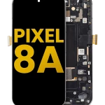 Google Pixel 8a Display + Frame With Fingerprint Sensor - Obsidian Refurbished