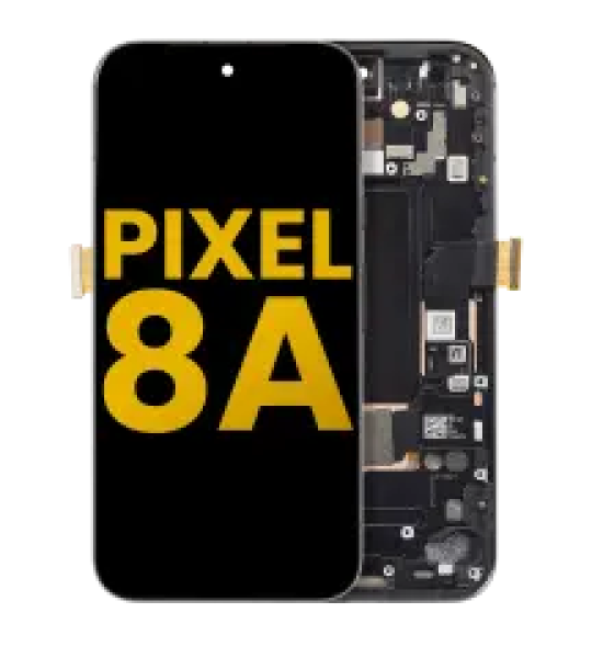 Google Pixel 8a Display + Frame With Fingerprint Sensor - Obsidian Refurbished