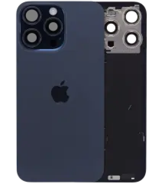 Apple iPhone 15 Pro Max Back Cover with Magnet Bazel incl NFC and Flash Flex - Blue Titanium Service Pack