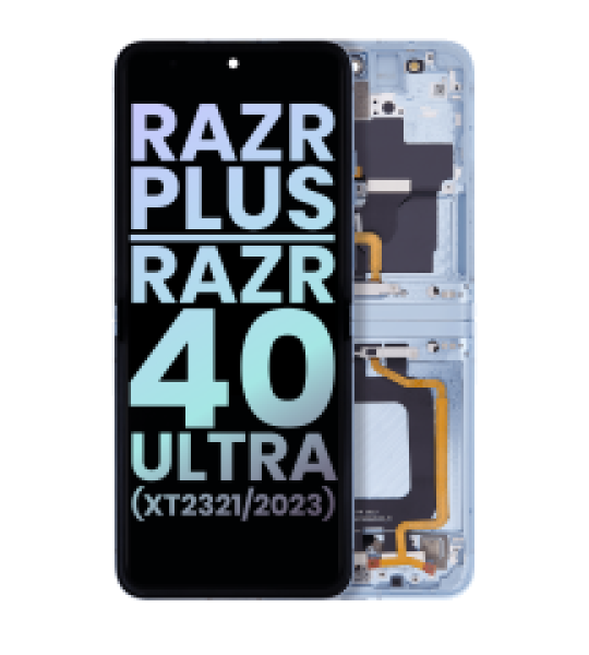 Motorola Moto Razr Plus / Razr 40 Ultra (2023) Display + Frame (Inner) - Glacier Blue SVP