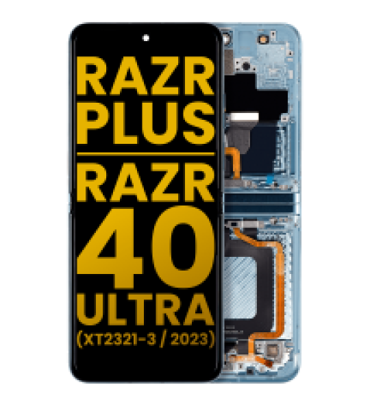 Motorola Moto Razr Plus / Razr 40 Ultra (2023) Display + Frame (Inner) - Glacier Blue Refurbished