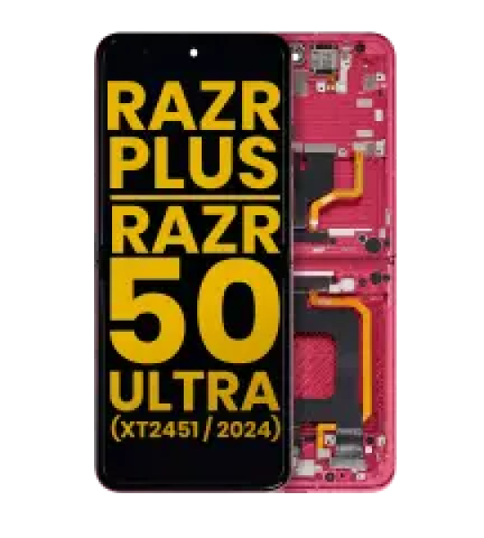 Motorola Moto Razr Plus / Razr 50 Ultra (2024) / Razr Plus (2025) Display + Frame (Inner) - Hot Pink Refurbished