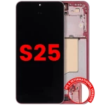 Samsung Galaxy S25 Display + Frame - Coral Red Soft Oled