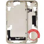 Apple iPhone 15 Middle Frame with Small Parts (No Charger Flex) - Yellow Pulled A