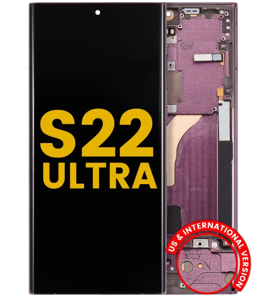 Samsung Galaxy S22 Ultra Display + Frame - Burgundy Refurbished