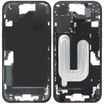 Apple iPhone 16 Middle Frame with Small Parts (No Charger Flex) - Black Pulled C