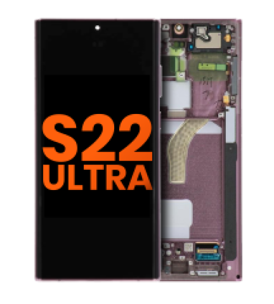 Samsung Galaxy S22 Ultra Display + Frame - Burgundy Pulled