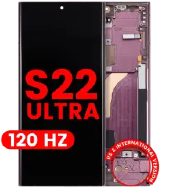 Samsung Galaxy S22 Ultra Display + Frame (120Hz) - Burgundy Soft Oled