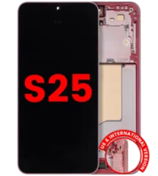 Samsung Galaxy S25 Display + Frame - Coral Red Soft Oled