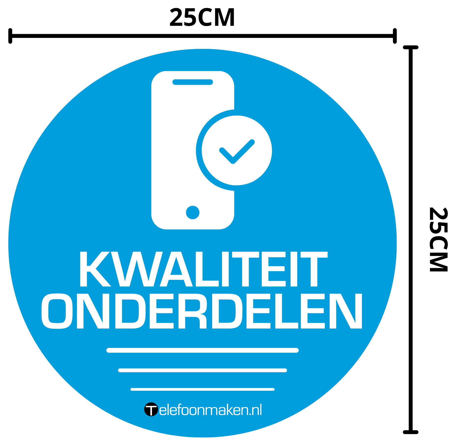 Telefoonmaken Kwaliteit Onderdelen Etalage Sticker (25cm x 25cm)