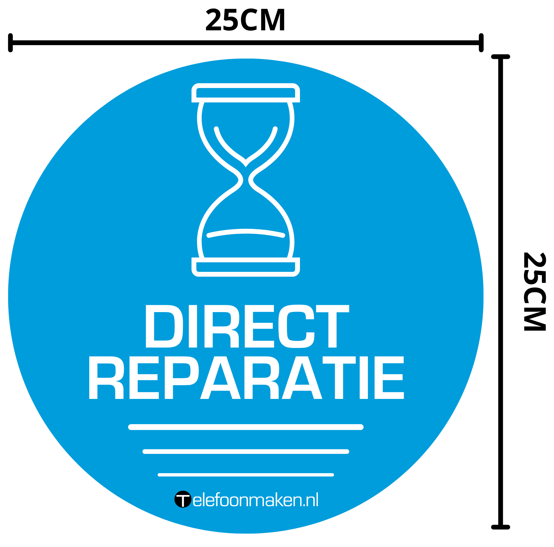 Telefoonmaken Direct Reparatie Etalage Sticker (25cm x 25cm)