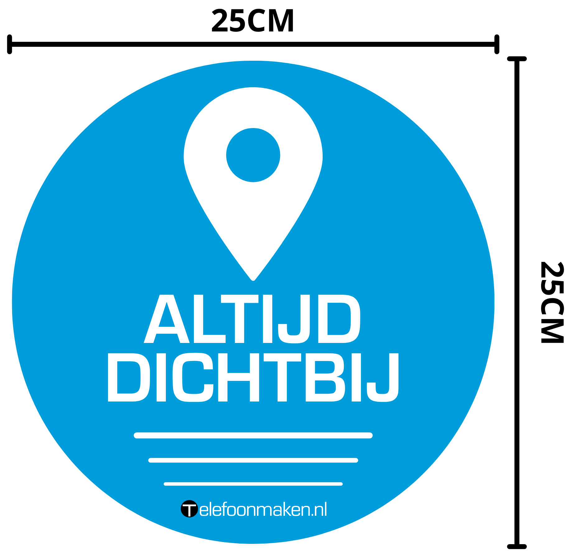 Telefoonmaken Altijd Dichtbij Etalage Sticker (25cm x 25cm)