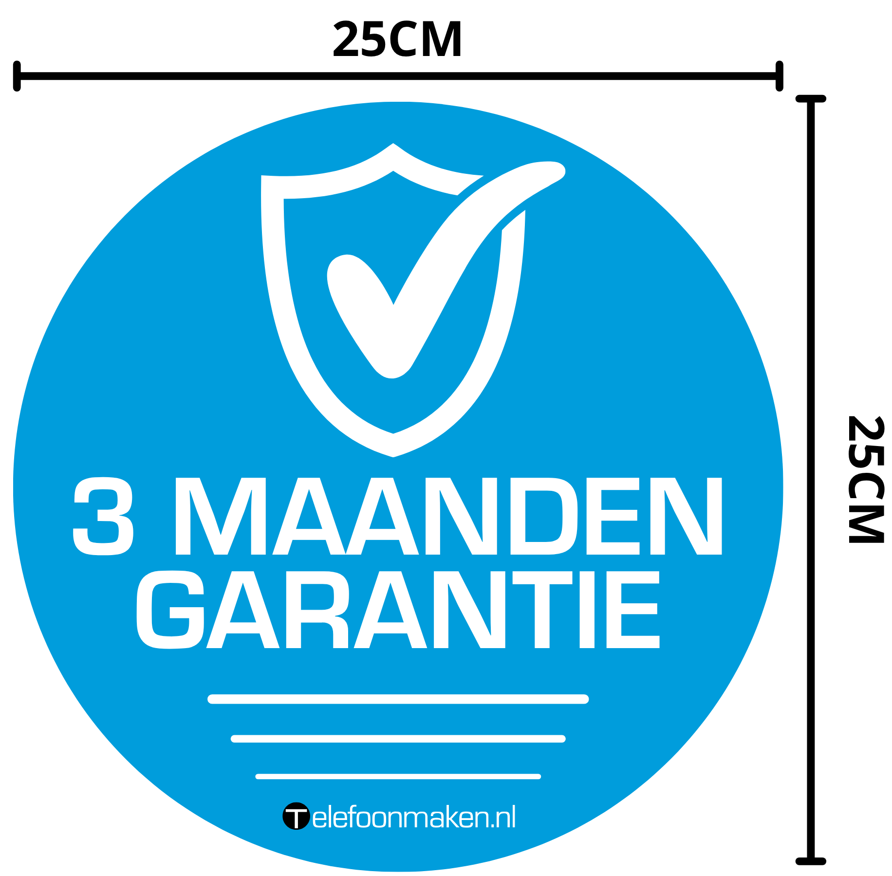 Telefoonmaken 3 Maanden Garantie Etalage Sticker (25cm x 25cm)